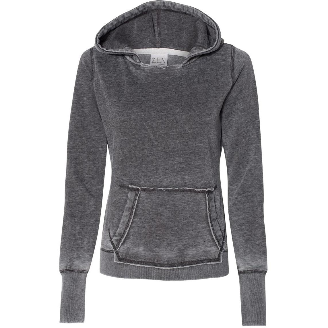 no-logo J America Women's Zen Fleece Hooded Sweatshirt-Hoodies-J. America-Dark Smoke-S-Thread Logic