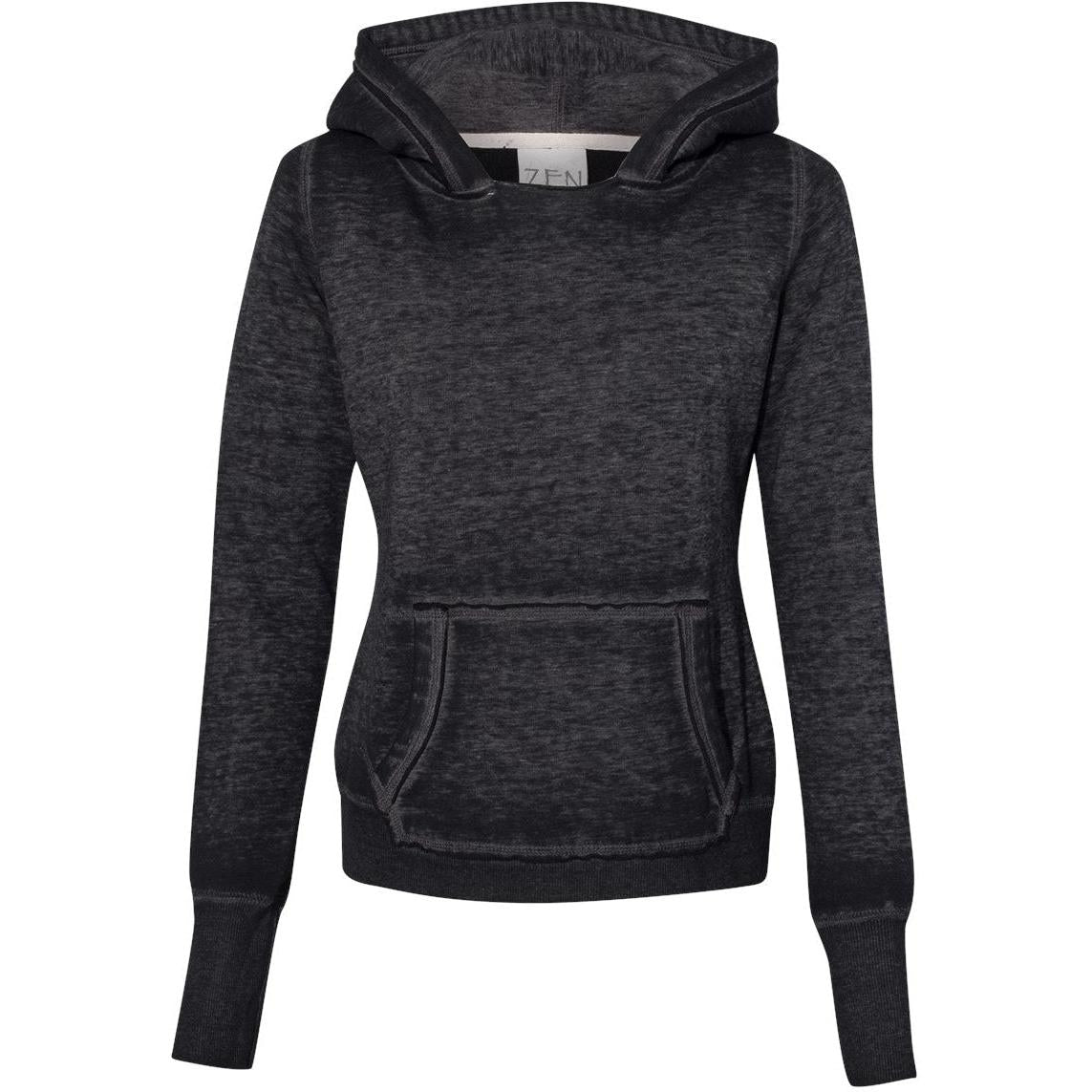 no-logo J America Women's Zen Fleece Hooded Sweatshirt-Hoodies-J. America-Twisted Black-S-Thread Logic