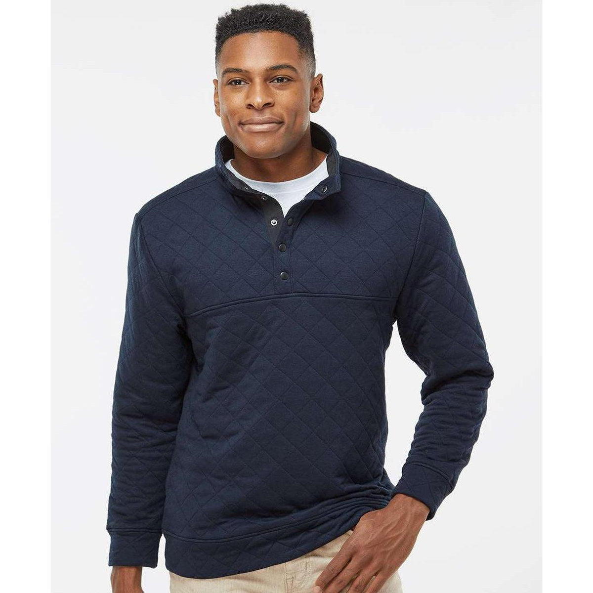 no-logo J America Quilted Snap Pullover-Sweaters-J. America-Thread Logic