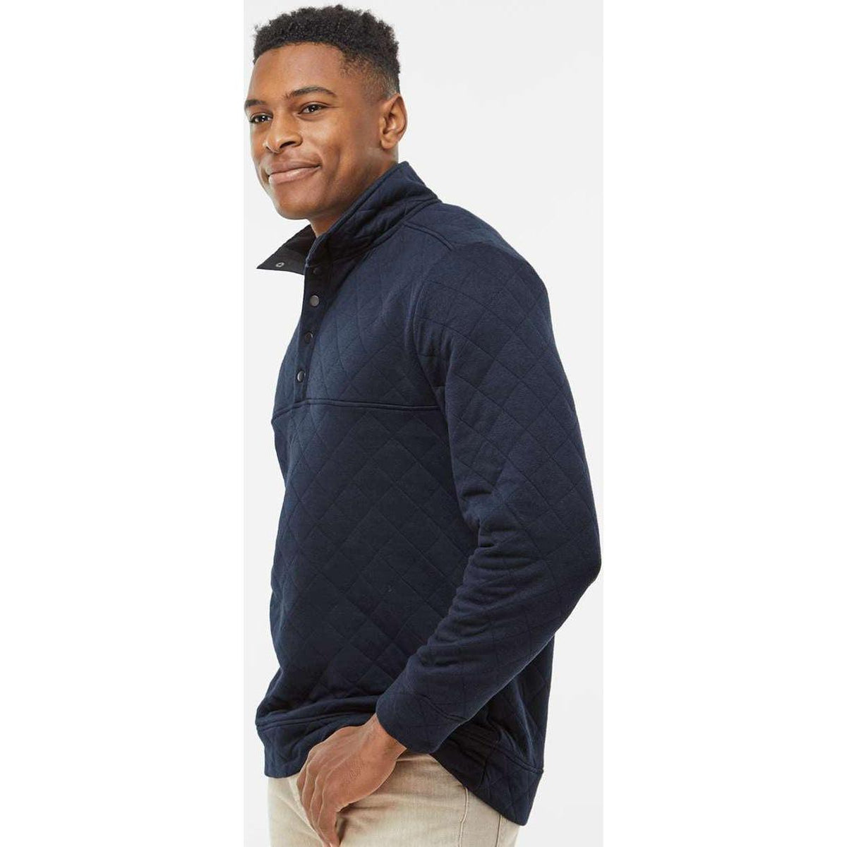 no-logo J America Quilted Snap Pullover-Sweaters-J. America-Thread Logic
