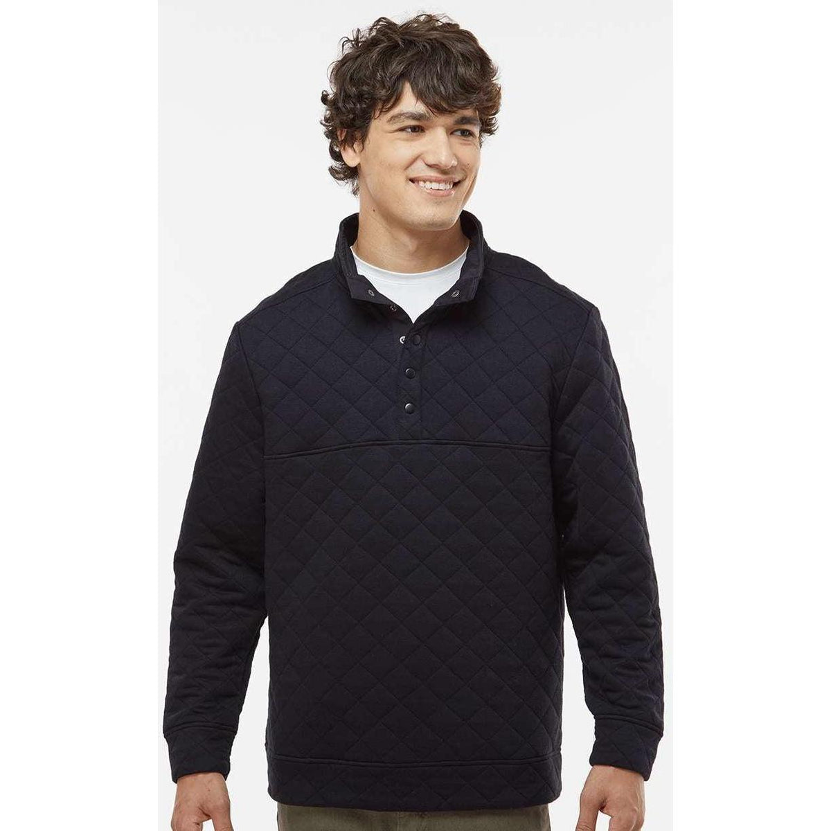 no-logo J America Quilted Snap Pullover-Sweaters-J. America-Thread Logic