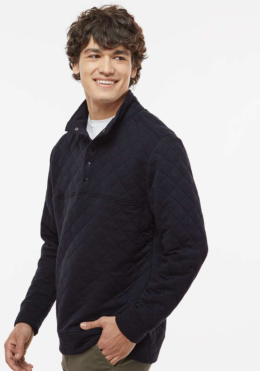 no-logo J America Quilted Snap Pullover-Men's Layering-J. America-Thread Logic