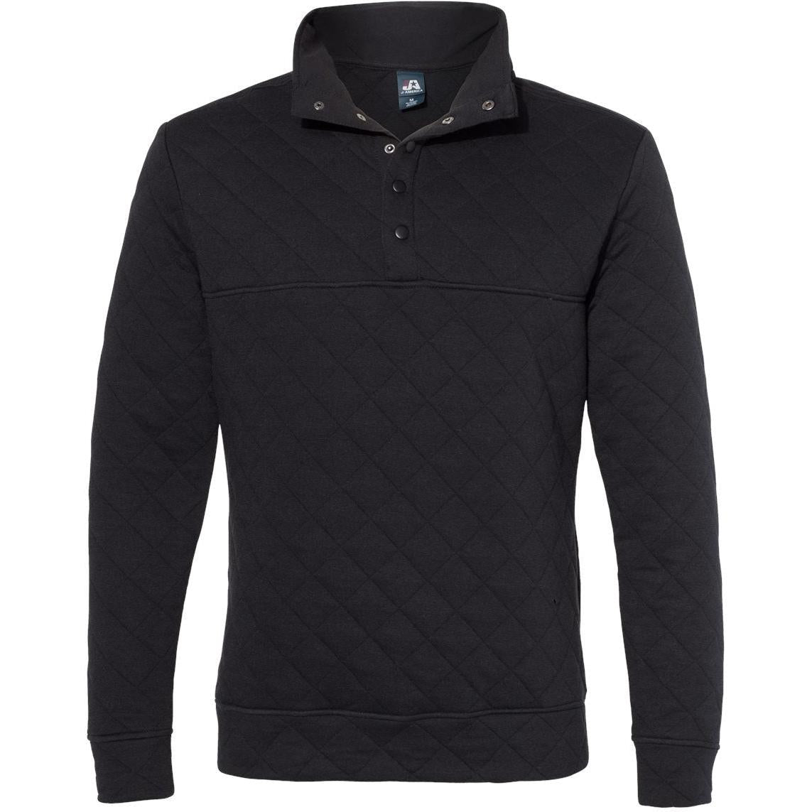 no-logo J America Quilted Snap Pullover-Sweaters-J. America-Black-S-Thread Logic