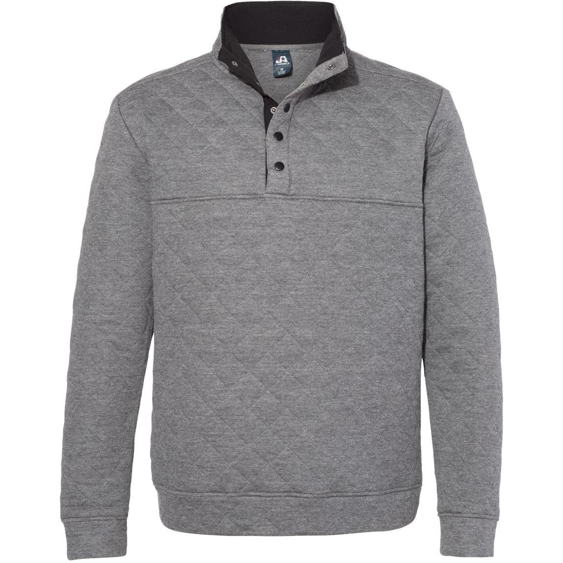 no-logo J America Quilted Snap Pullover-Sweaters-J. America-Charcoal Heather-S-Thread Logic