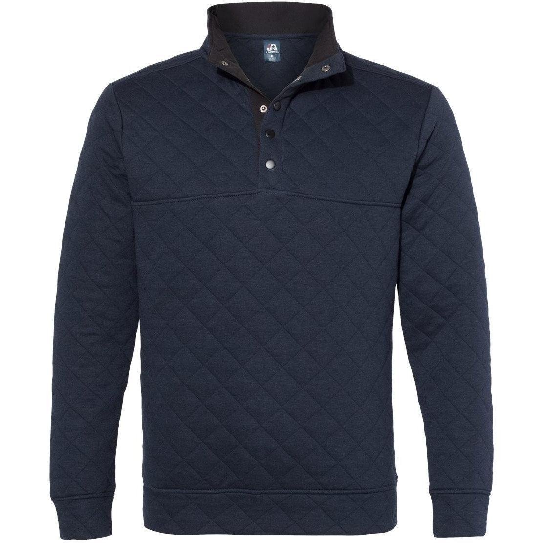 no-logo J America Quilted Snap Pullover-Sweaters-J. America-Navy-S-Thread Logic