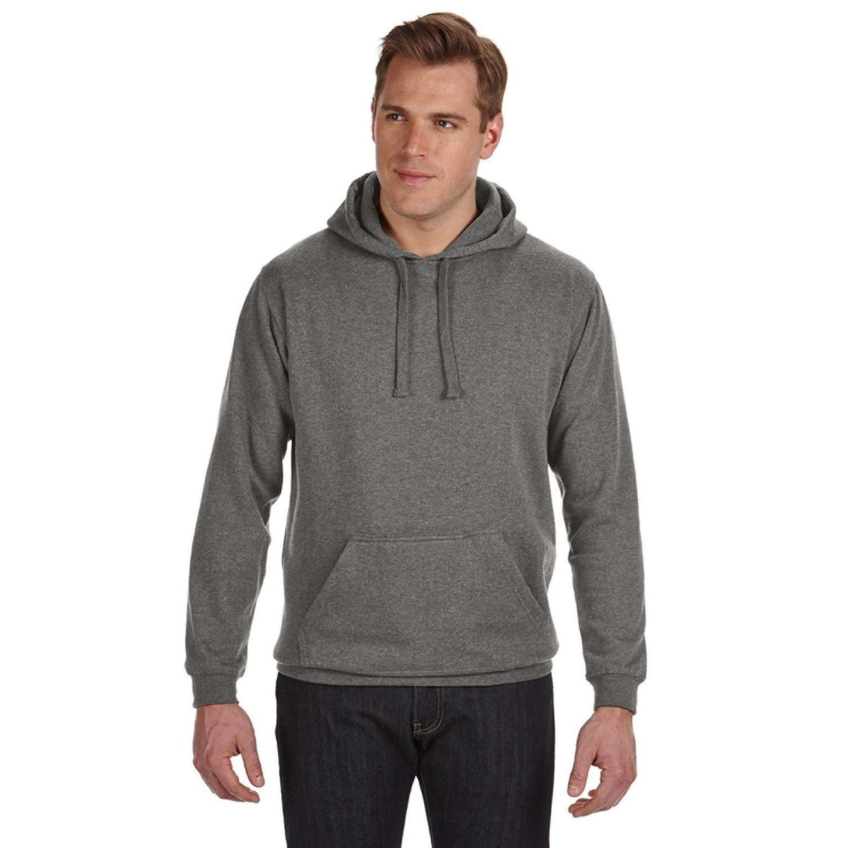 no-logo J-America Tailgate Hooded Pullover with Bottle Opener-Hoodies-J. America-Charcoal Heather-S-Thread Logic
