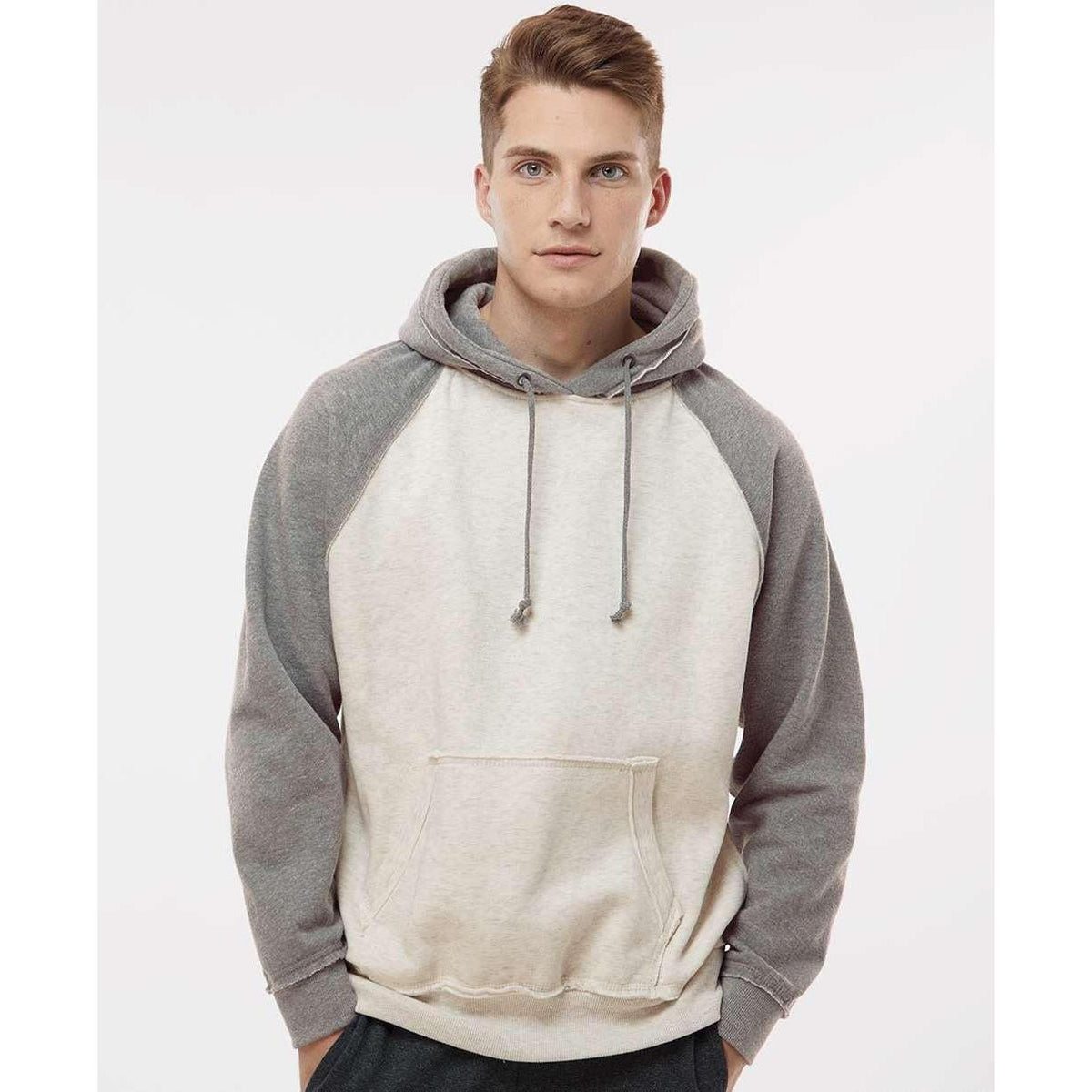 no-logo J America Vintage Heather Hooded Sweatshirt -Hoodies-J. America-Thread Logic