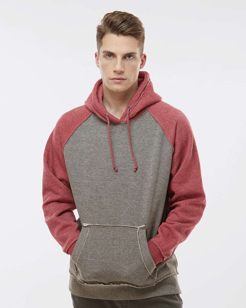 no-logo J America Vintage Heather Hooded Sweatshirt -Men's Layering-J. America-Thread Logic