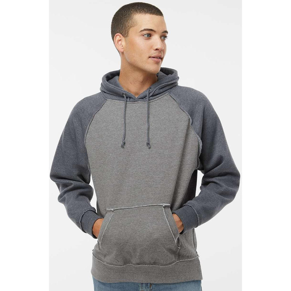 no-logo J America Vintage Heather Hooded Sweatshirt -Hoodies-J. America-Thread Logic