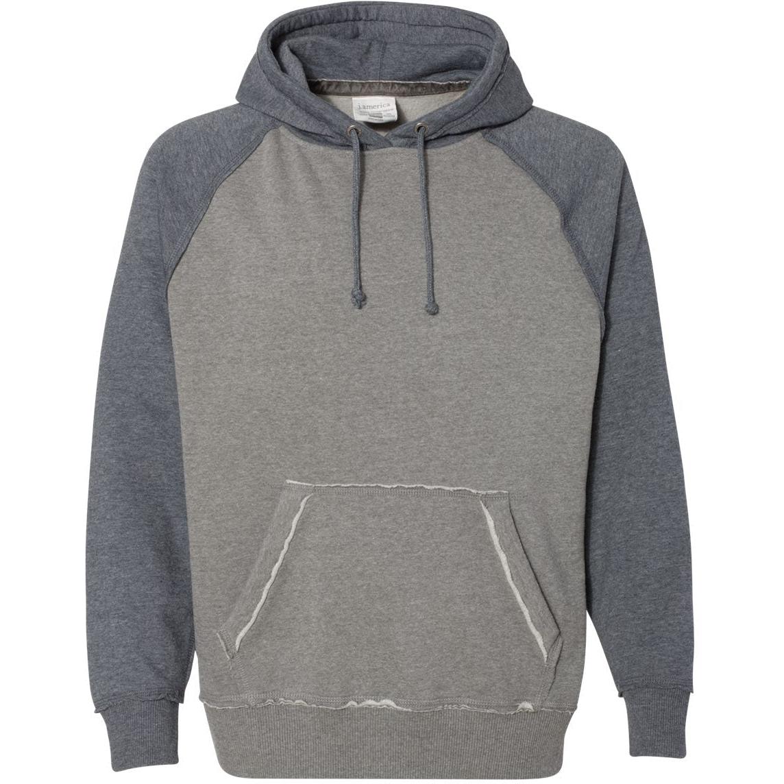 no-logo J America Vintage Heather Hooded Sweatshirt -Hoodies-J. America-Smoke Heather/Vintage Navy Heather-S-Thread Logic