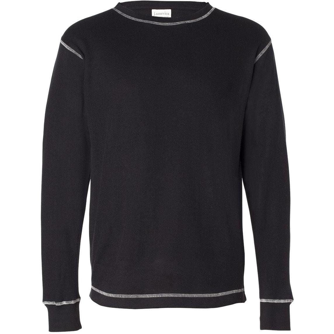 no-logo J America Vintage Thermal Long Sleeve T-Shirt-Men's T Shirts-J. America-Black/Vintage White-M-Thread Logic