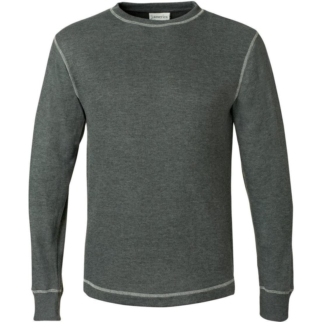 no-logo J America Vintage Thermal Long Sleeve T-Shirt-Men's T Shirts-J. America-Charcoal Heather/Vintage White-S-Thread Logic
