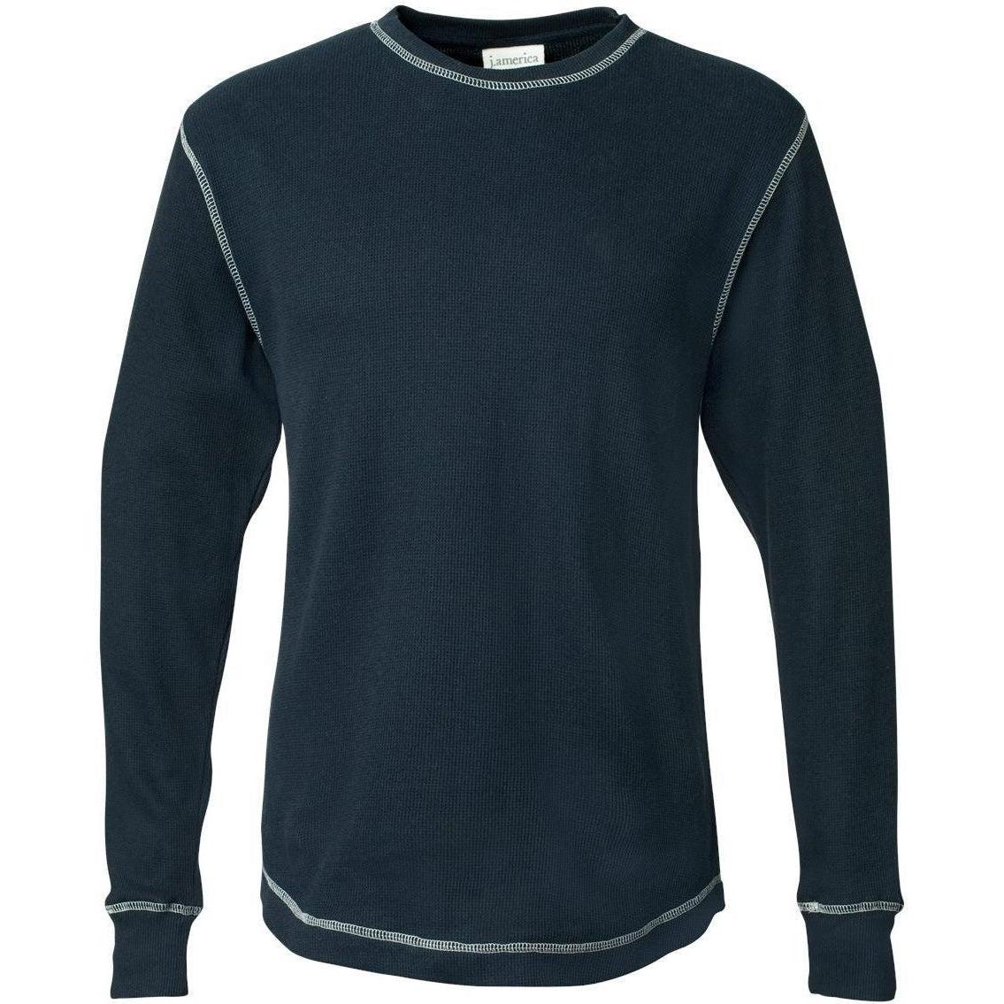 no-logo J America Vintage Thermal Long Sleeve T-Shirt-Men's T Shirts-J. America-Vintage Navy/Vintage White-S-Thread Logic