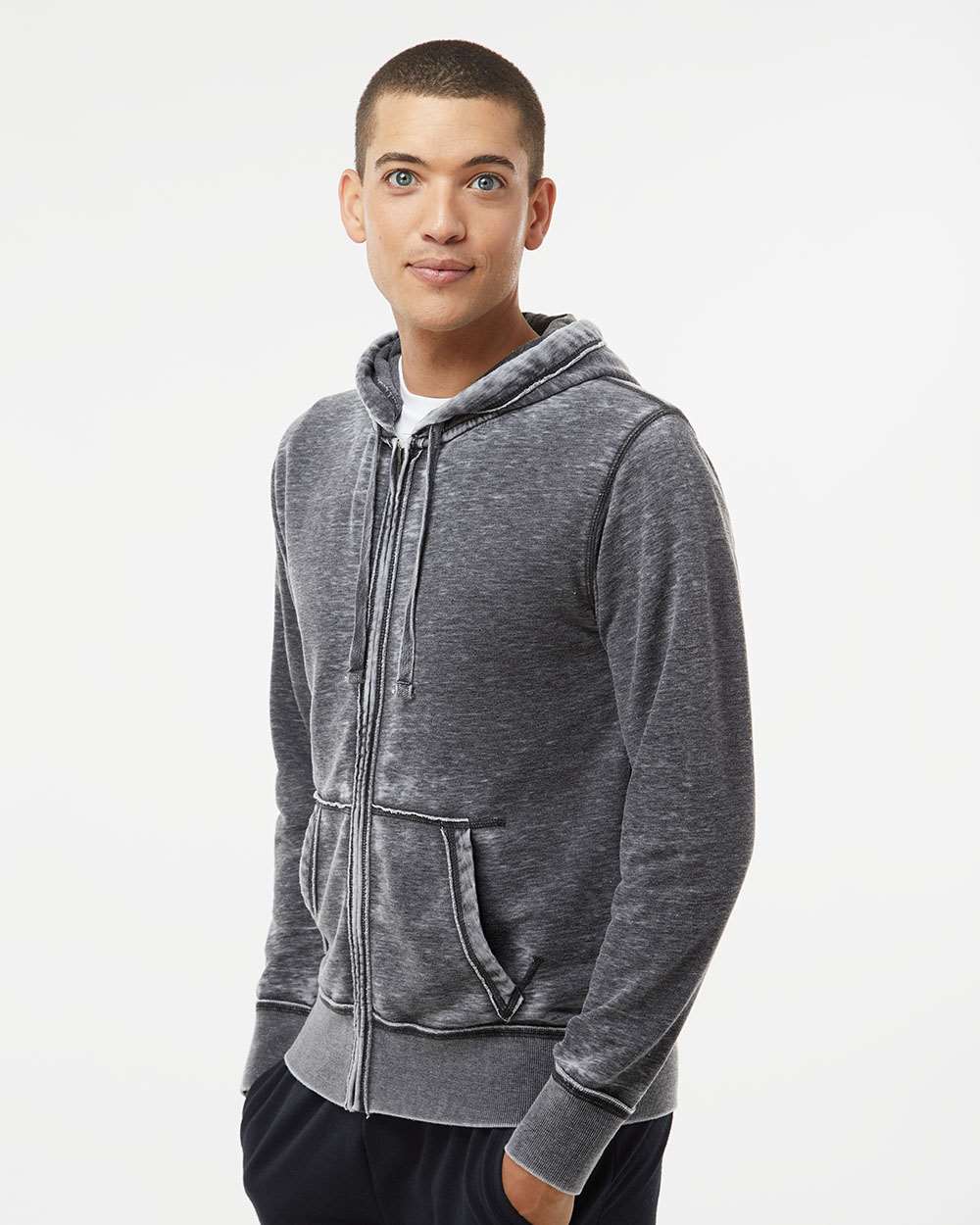 no-logo J America Vintage Zen Fleece Full-Zip Hooded Sweatshirt-Men's Layering-J. America-Thread Logic