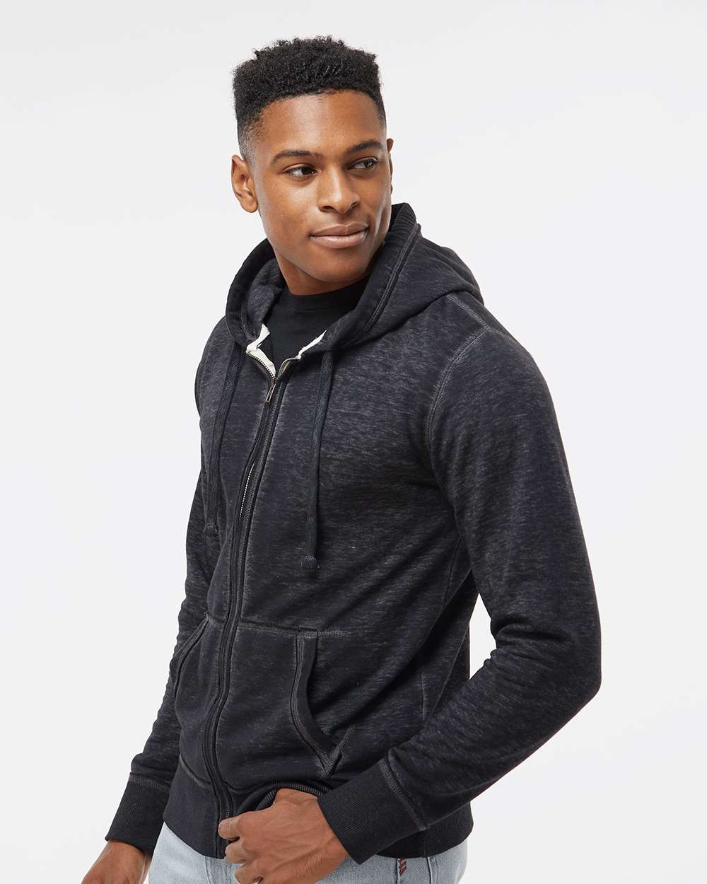 no-logo J America Vintage Zen Fleece Full-Zip Hooded Sweatshirt-Men's Layering-J. America-Thread Logic