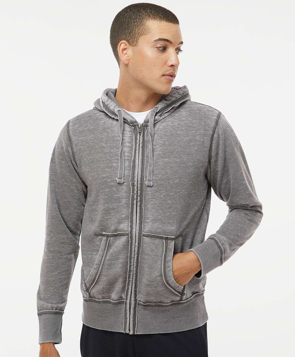 no-logo J America Vintage Zen Fleece Full-Zip Hooded Sweatshirt-Men's Layering-J. America-Thread Logic