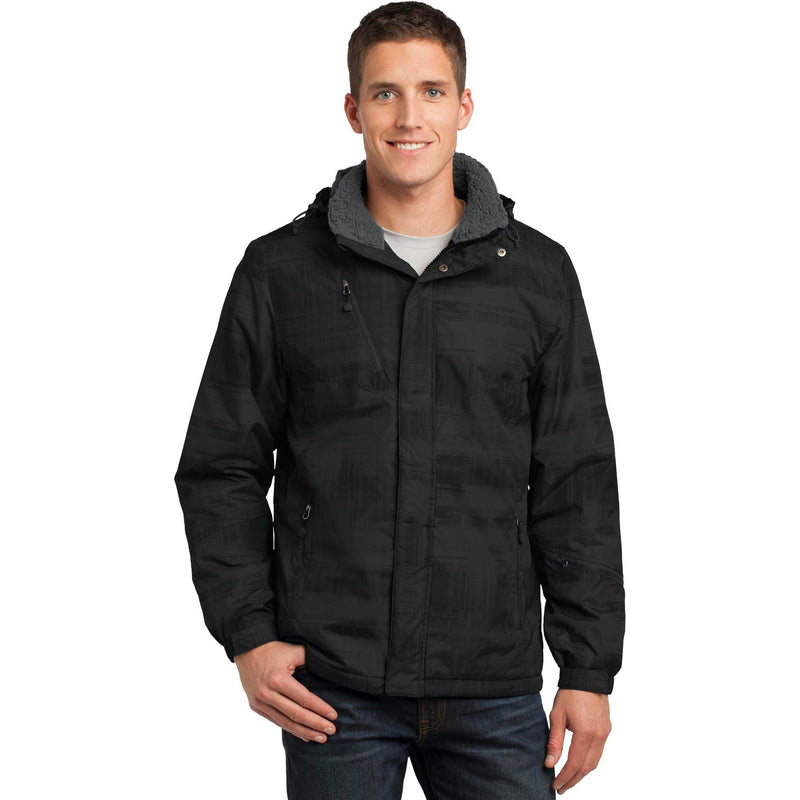 no-logo CLOSEOUT - Port Authority Brushstroke Print Insulated Jacket-Port Authority-Black-XS-Thread Logic