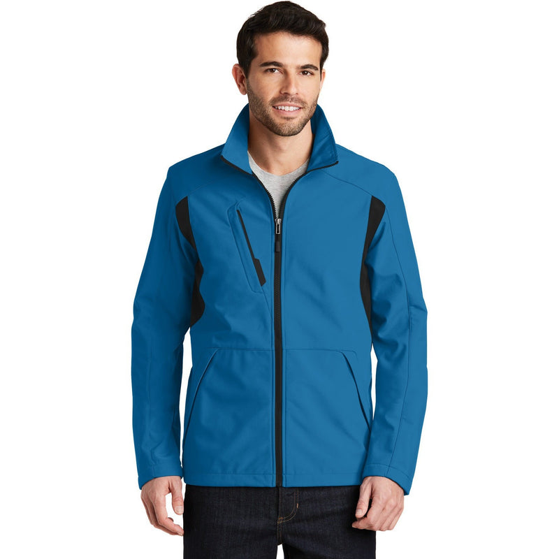 no-logo CLOSEOUT - Port Authority Back-Block Soft Shell Jacket-Port Authority-Imperial Blue/Black-L-Thread Logic