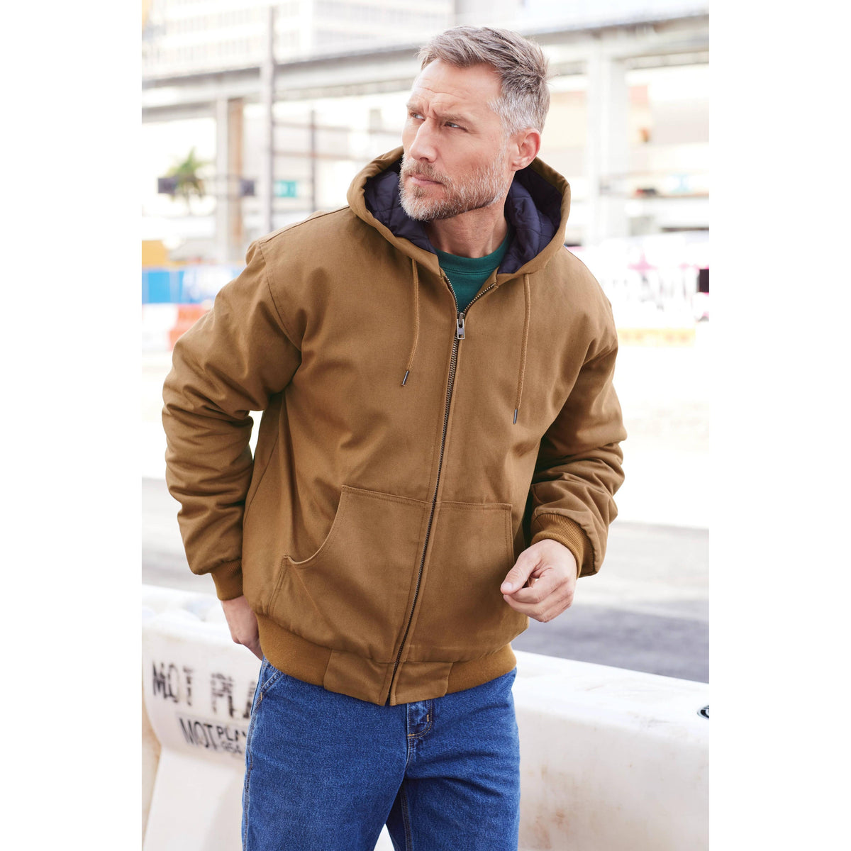 no-logo CornerStone Duck Cloth Hooded Work Jacket-Regular-Cornerstone-Thread Logic