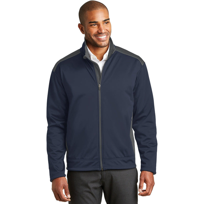 no-logo CLOSEOUT - Port Authority Two-Tone Soft Shell Jacket-Port Authority-Navy/Graphite-L-Thread Logic