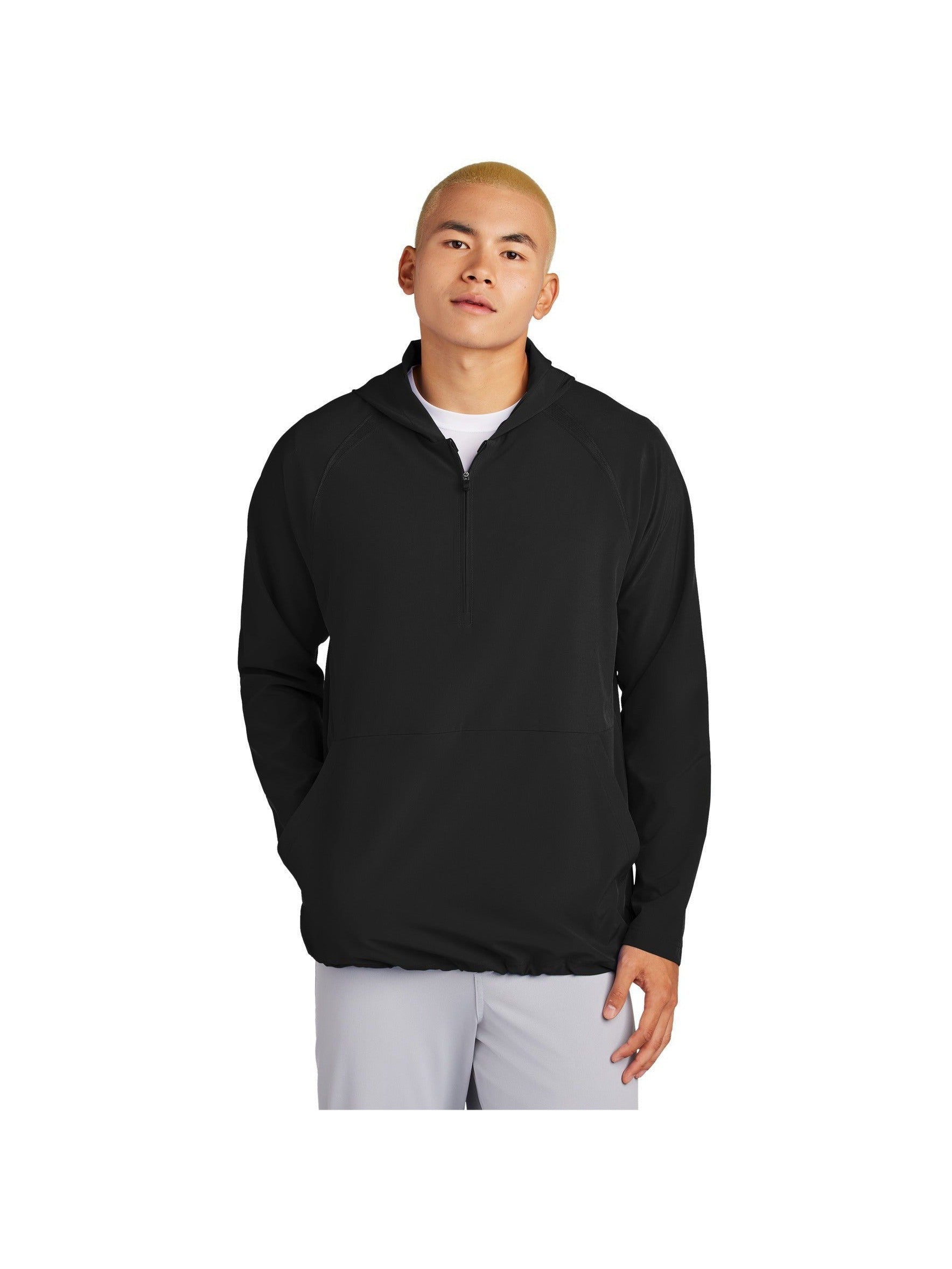 no-logo Sport-Tek Repeat 1/2-Zip Long Sleeve Hooded Jacket-Sport-Tek-Thread Logic