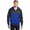 no-logo CLOSEOUT - Sport-Tek Embossed Hybrid Full-Zip Hooded Jacket-Sport-Tek-True Royal/Black-L-Thread Logic