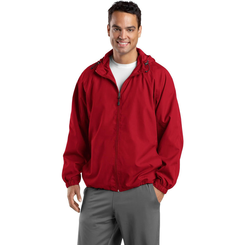 no-logo CLOSEOUT - Sport-Tek Tall Hooded Raglan Jacket-Sport-Tek-True Red-LT-Thread Logic