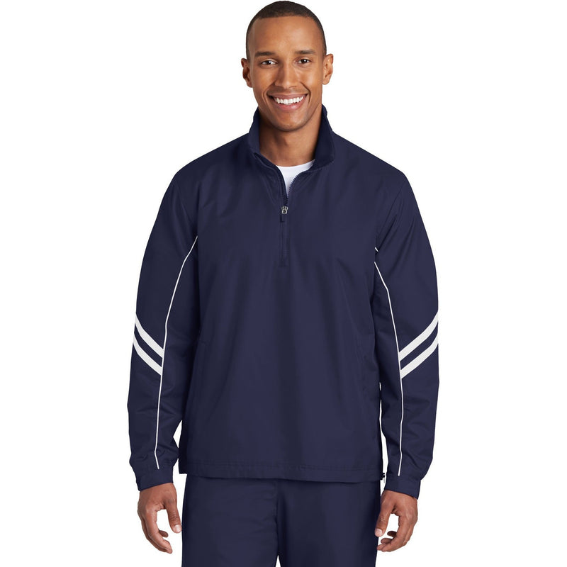 no-logo CLOSEOUT - Sport-Tek Shield Ripstop 1/2-Zip Pullover-Sport-Tek-True Navy/White-XL-Thread Logic