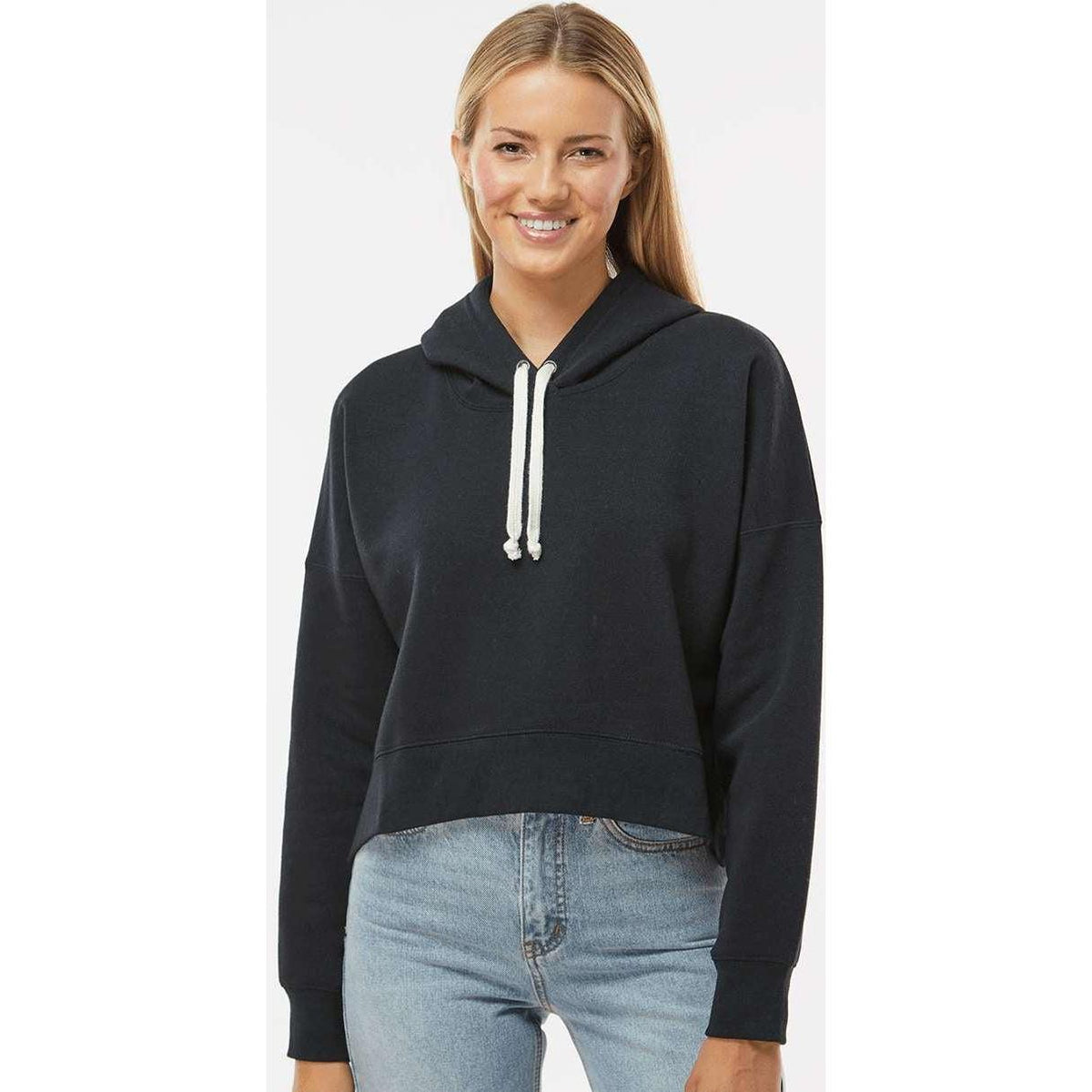 no-logo J. America Ladies Crop Hooded Sweatshirt-J. America-Thread Logic