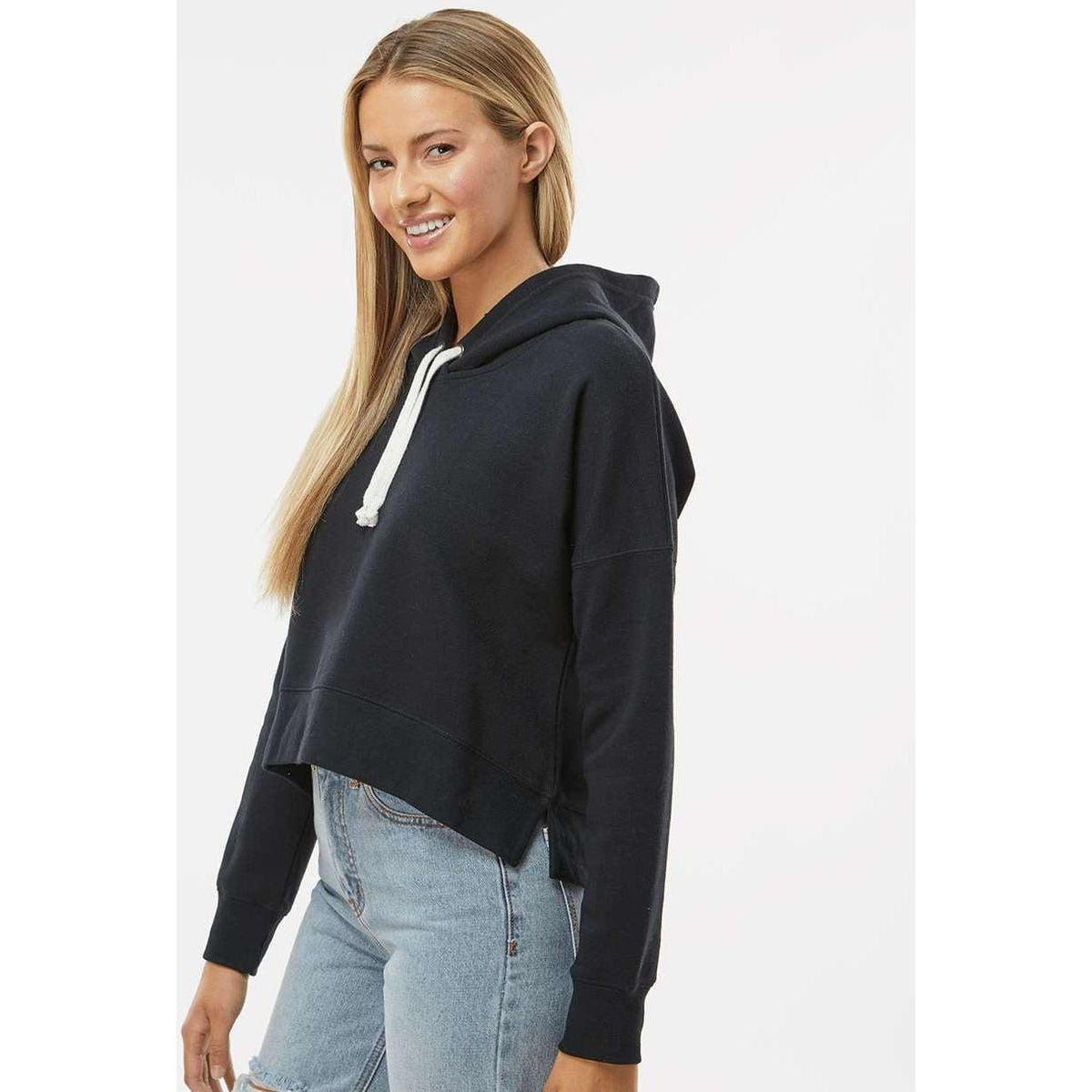 no-logo J. America Ladies Crop Hooded Sweatshirt-J. America-Thread Logic
