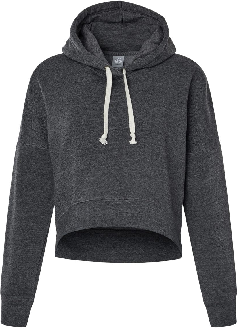 J. America Ladies Crop Hooded Sweatshirt