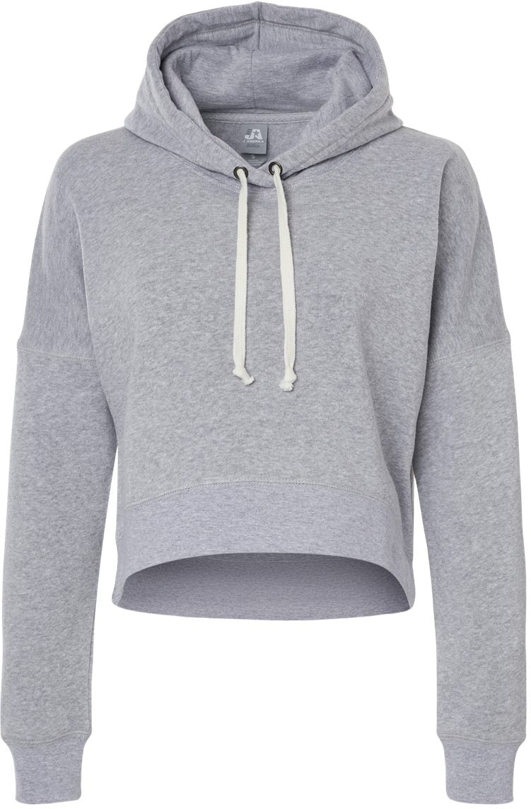 J. America Ladies Crop Hooded Sweatshirt