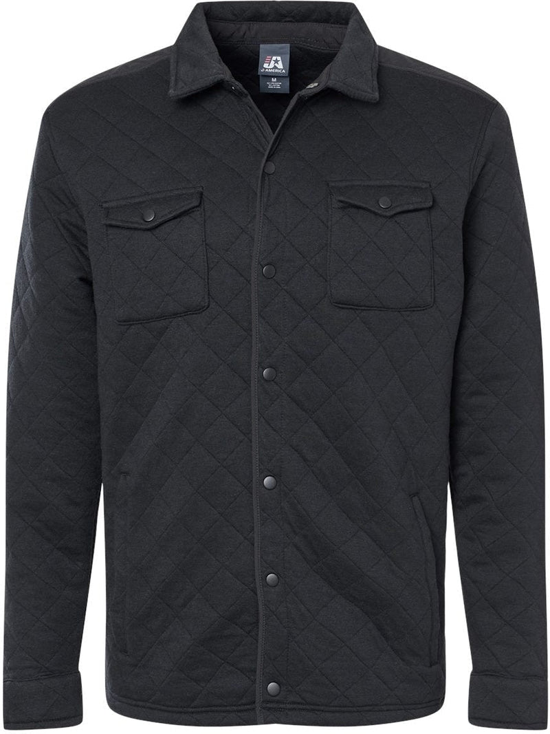 J. America Quilted Jersey Shirt Jacket-Apparel-J. America-Black-S-Thread Logic