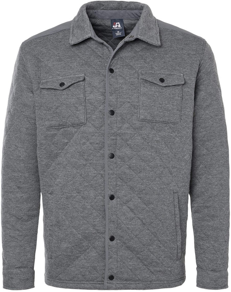 J. America Quilted Jersey Shirt Jacket-Apparel-J. America-Charcoal Heather-S-Thread Logic