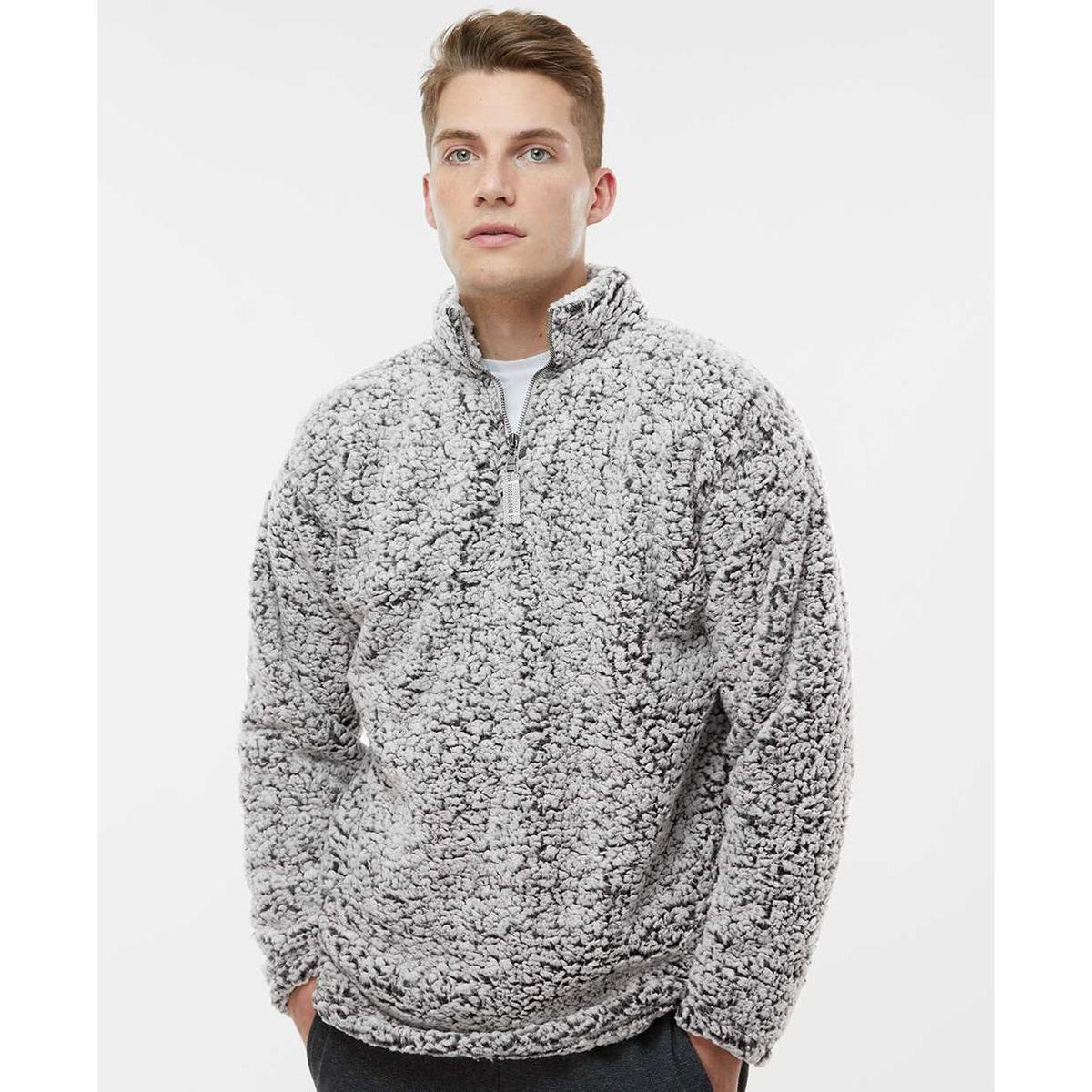 no-logo J. America Sherpa Quarter-Zip Pullover-Fleece-J. America-Thread Logic