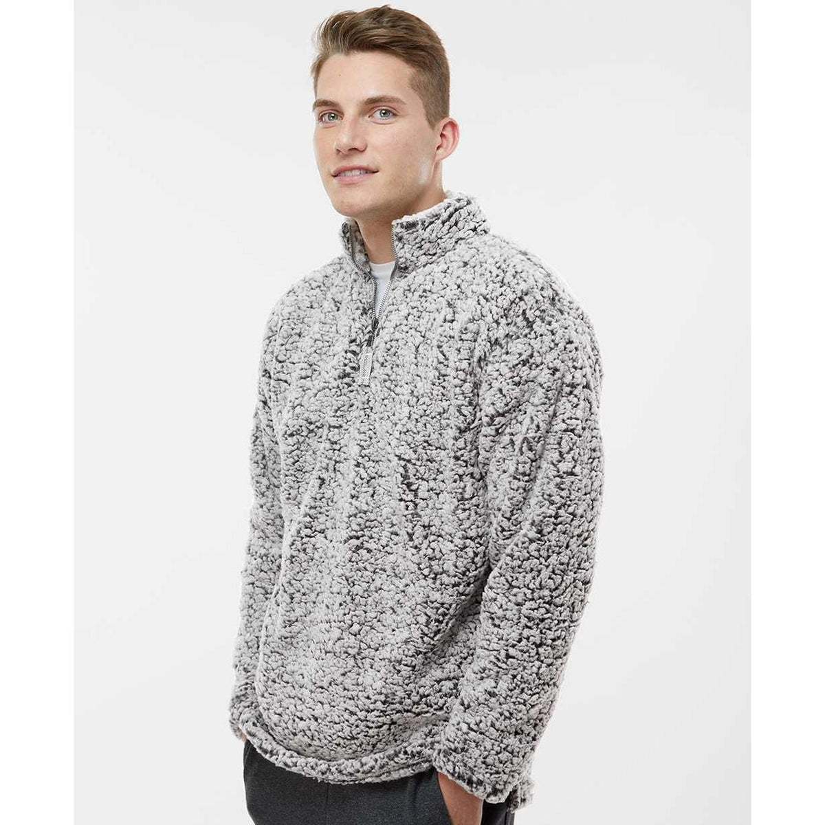 no-logo J. America Sherpa Quarter-Zip Pullover-Fleece-J. America-Thread Logic