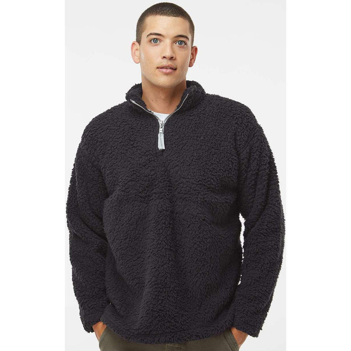 no-logo J. America Sherpa Quarter-Zip Pullover-Fleece-J. America-Thread Logic