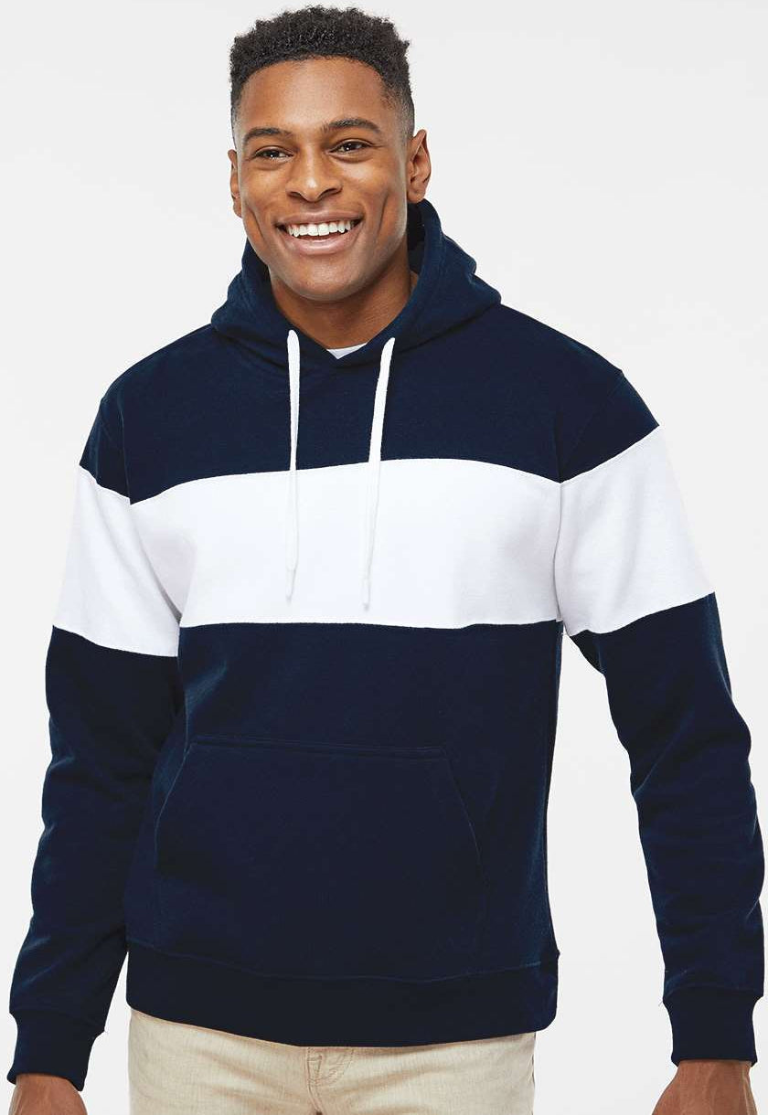 no-logo J. America Varsity Fleece Colorblocked Hooded Sweatshirt-Fleece-J. America-Thread Logic