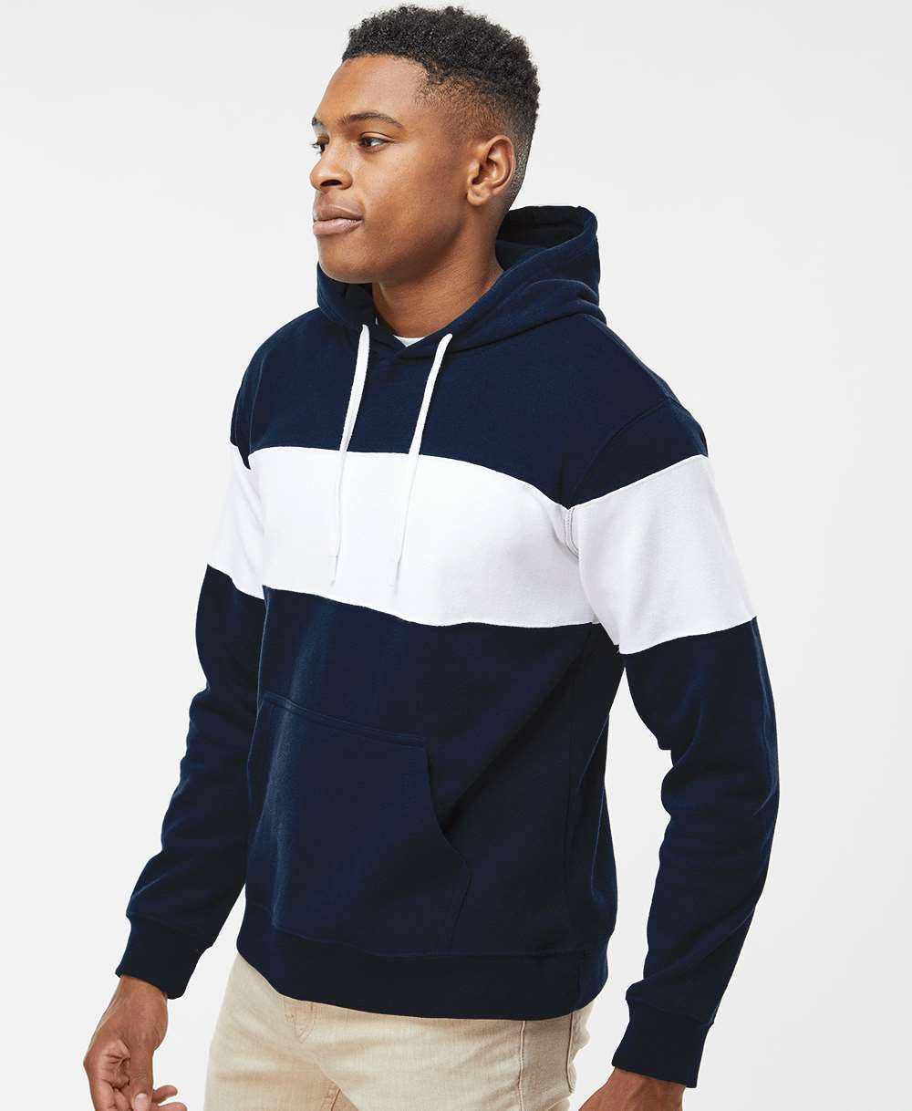 no-logo J. America Varsity Fleece Colorblocked Hooded Sweatshirt-Fleece-J. America-Thread Logic
