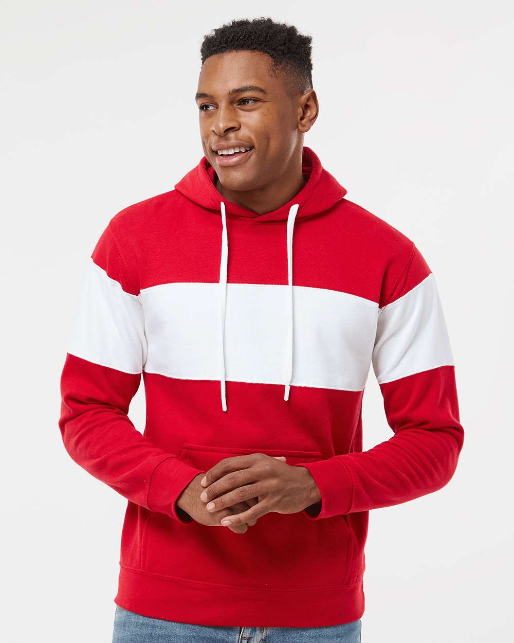 no-logo J. America Varsity Fleece Colorblocked Hooded Sweatshirt-Fleece-J. America-Thread Logic
