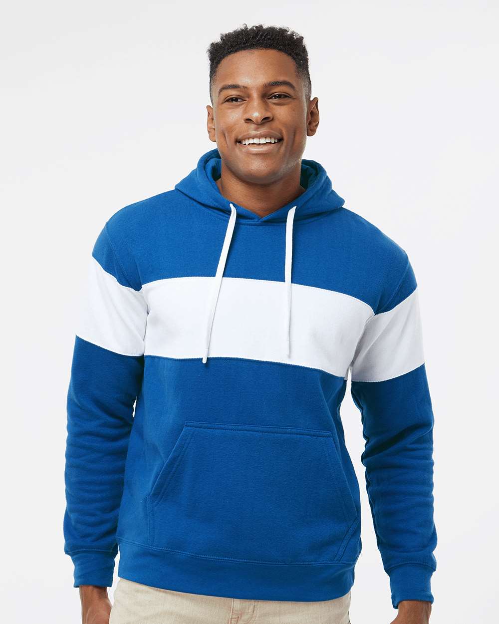 no-logo J. America Varsity Fleece Colorblocked Hooded Sweatshirt-Fleece-J. America-Thread Logic