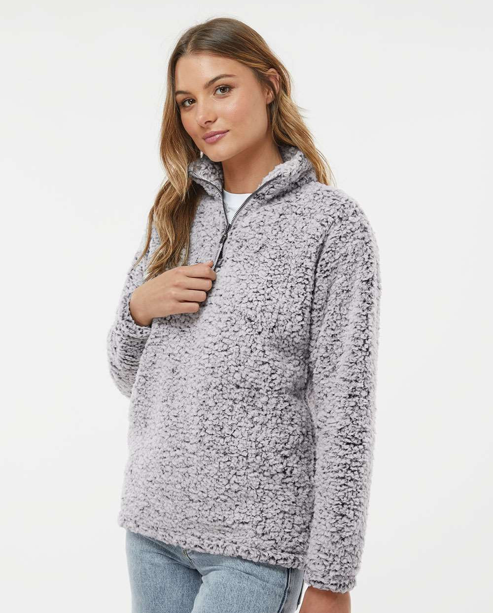no-logo J. America Women’s Epic Sherpa Quarter-Zip Pullover-Fleece-J. America-Thread Logic