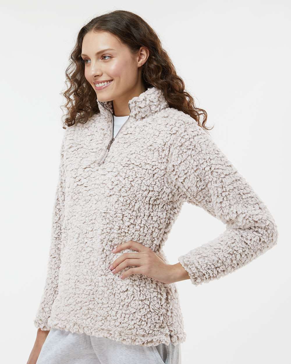 no-logo J. America Women’s Epic Sherpa Quarter-Zip Pullover-Fleece-J. America-Thread Logic
