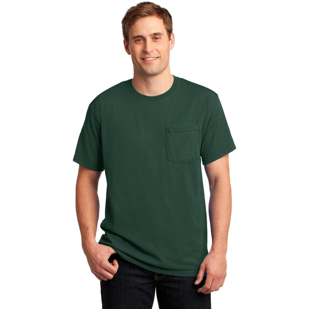 no-logo Jerzees Dri-Power Active 50/50 Cotton/Poly Pocket T-Shirt-Regular-Jerzees-Thread Logic