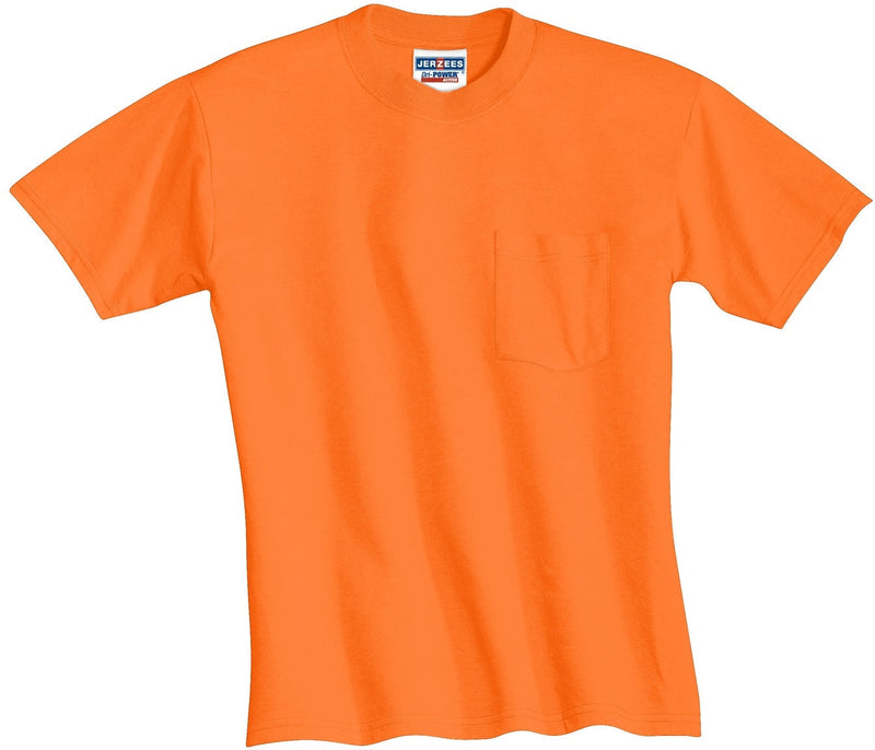 no-logo Jerzees Dri-Power Active 50/50 Cotton/Poly Pocket T-Shirt-Regular-Jerzees-Safety Orange-S-Thread Logic