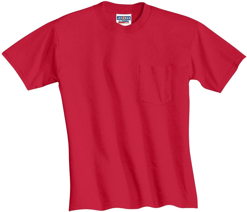 no-logo Jerzees Dri-Power Active 50/50 Cotton/Poly Pocket T-Shirt-Regular-Jerzees-True Red-S-Thread Logic