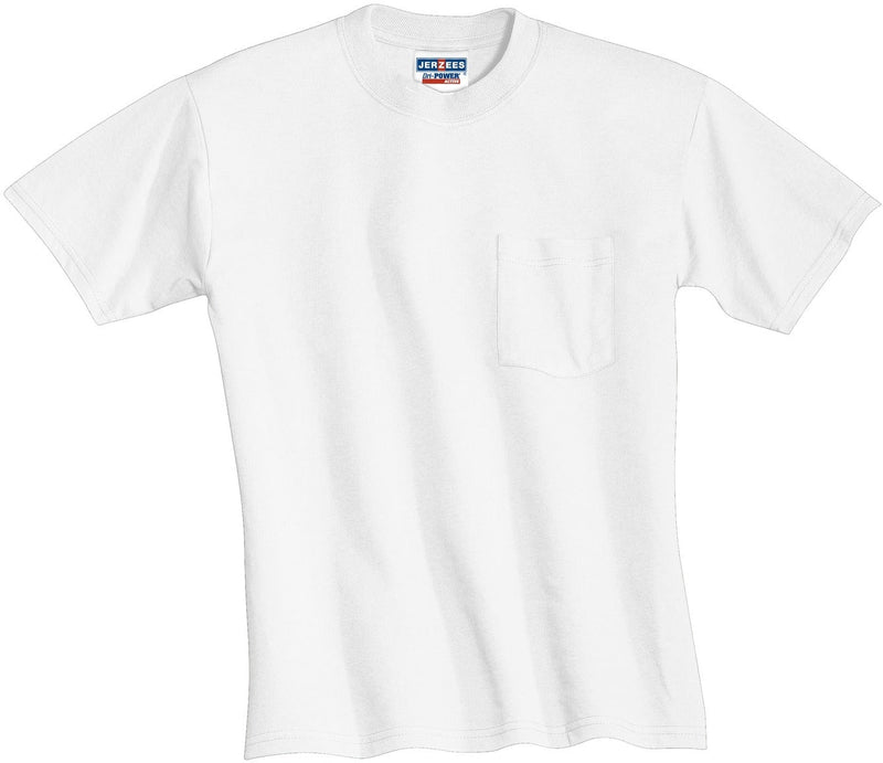 no-logo Jerzees Dri-Power Active 50/50 Cotton/Poly Pocket T-Shirt-Regular-Jerzees-White-S-Thread Logic