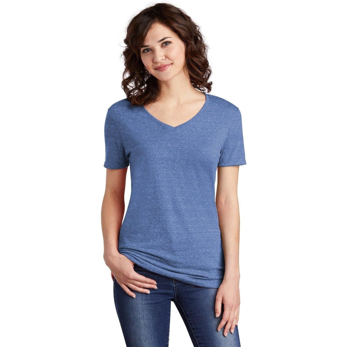 no-logo Jerzees Ladies Snow Heather Jersey V-Neck T-Shirt-Regular-Jerzees-Thread Logic