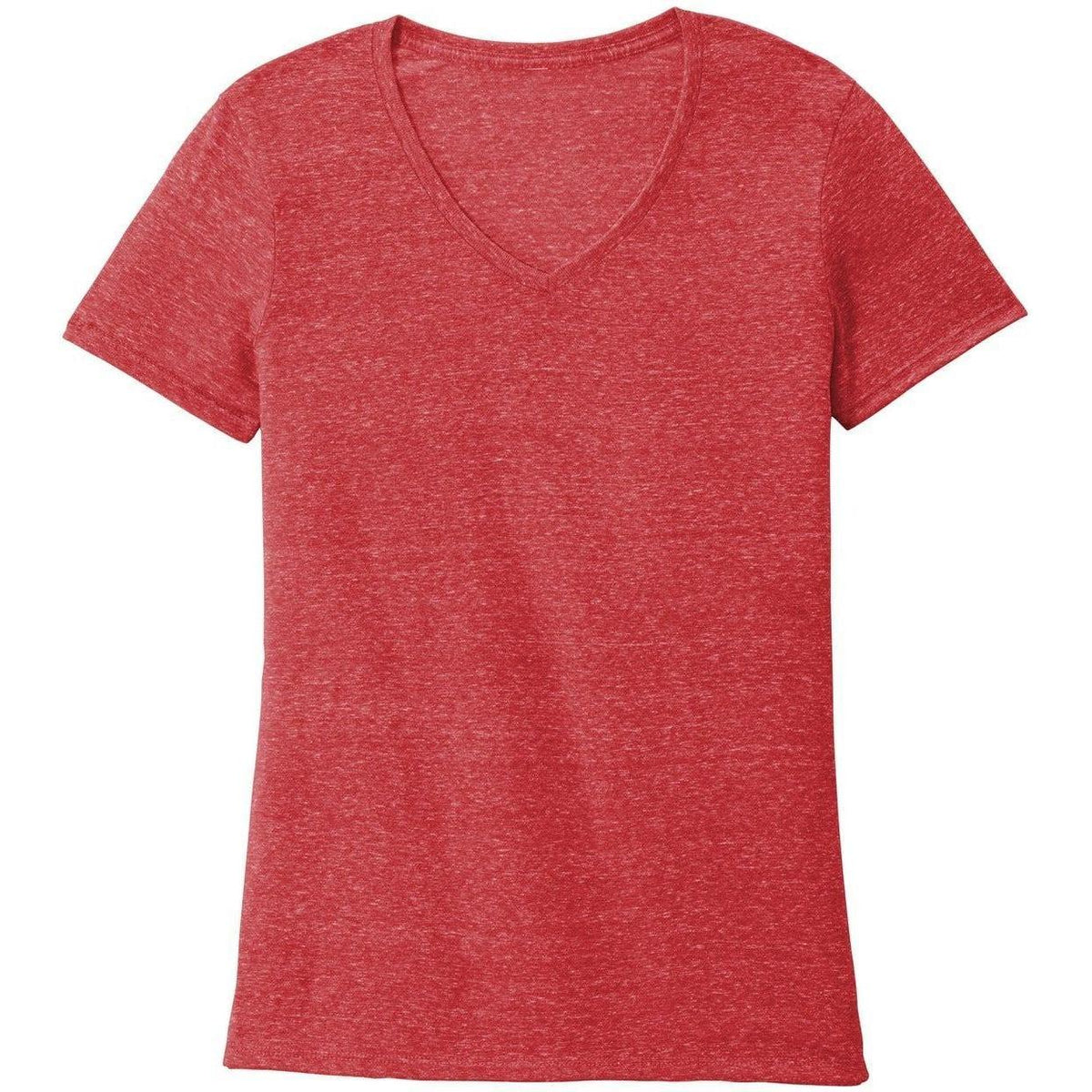 no-logo CLOSEOUT - Jerzees Ladies Snow Heather Jersey V-Neck T-Shirt-Polos-Jerzees-Red-S-Thread Logic