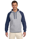  Jerzees NuBlend Colorblock Raglan Pullover Hood-Men's Layering-Jerzees-Oxford/J. Navy-S-Thread Logic